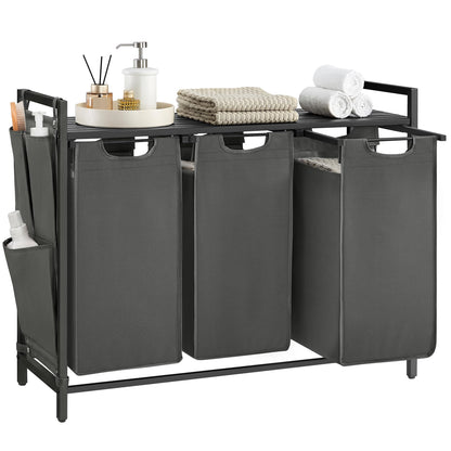 VASAGLE Laundry Hamper with Shelf, 2 Pull-Out Bags, 2 x 12.1 Gallons (46 L)