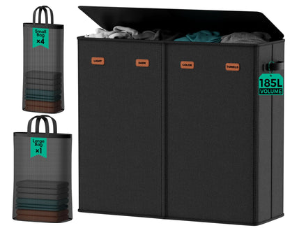 100L Large Capacity Laundry Hamper, Collapsible Laundry Basket Space-Saving, Clothes Hamper with Lid and Removable Bag for Bathroom Bedroom Laundry Room Dorm