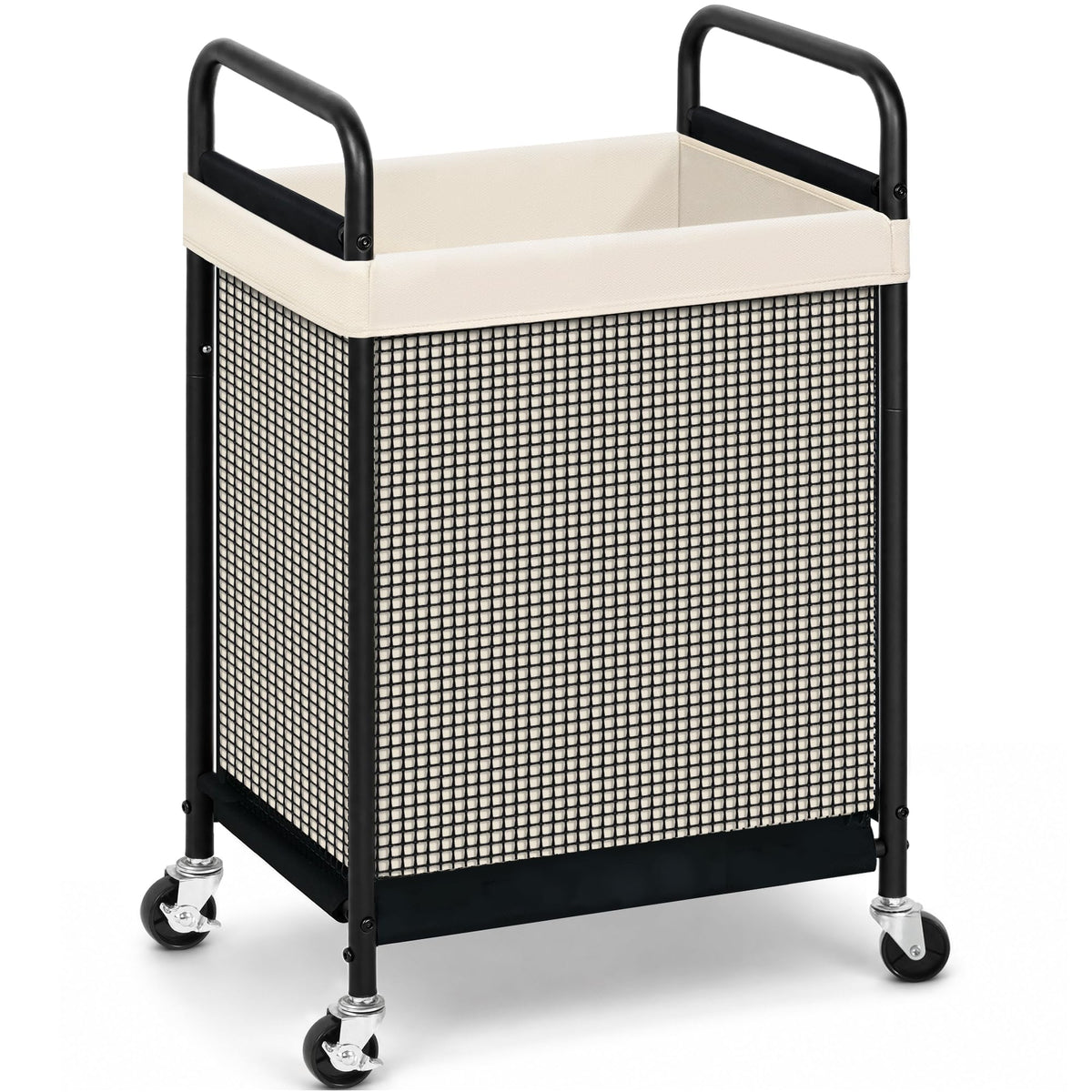 STORAGE MANIAC Rolling Laundry Hamper with Wheels 3-Section Laundry Sorter Rolling Laundrys Basket on Wheels with Removable Bag Clothes Hamper Laundrys Organizer Cart Bathroom Bedroom 120L Beige