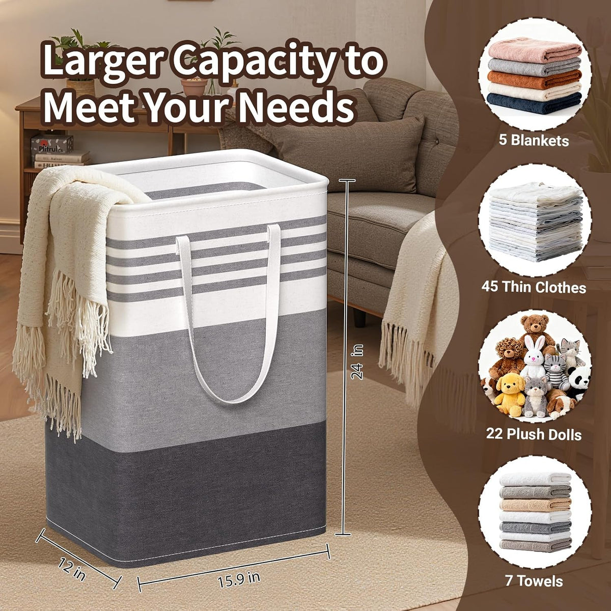 WOWBOX 2 Pack Laundry Baskets, Collapsible Dirty Clothes Laundry Hampers