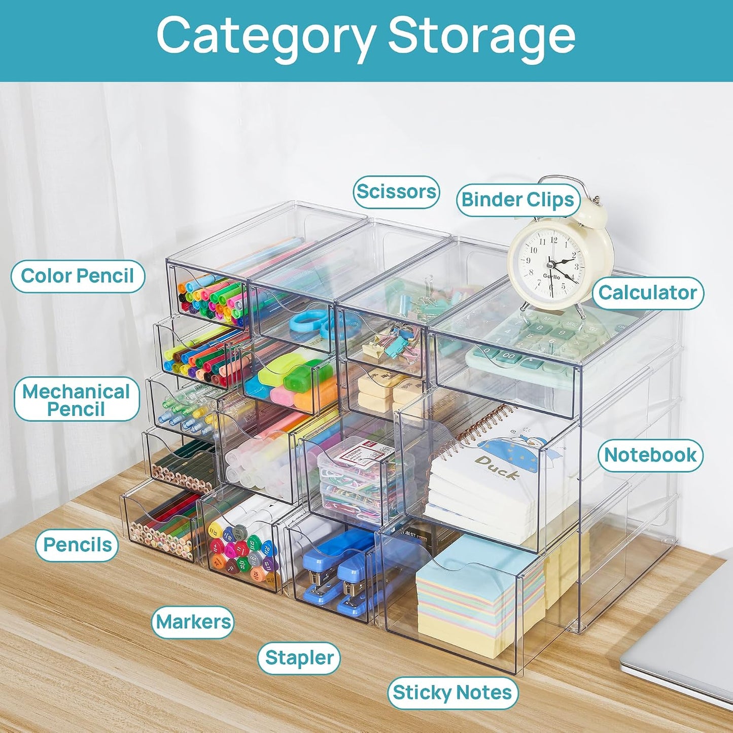Vtopmart 4 Set Acrylic Desk Organizer with 16 Drawers for Office, Makeup