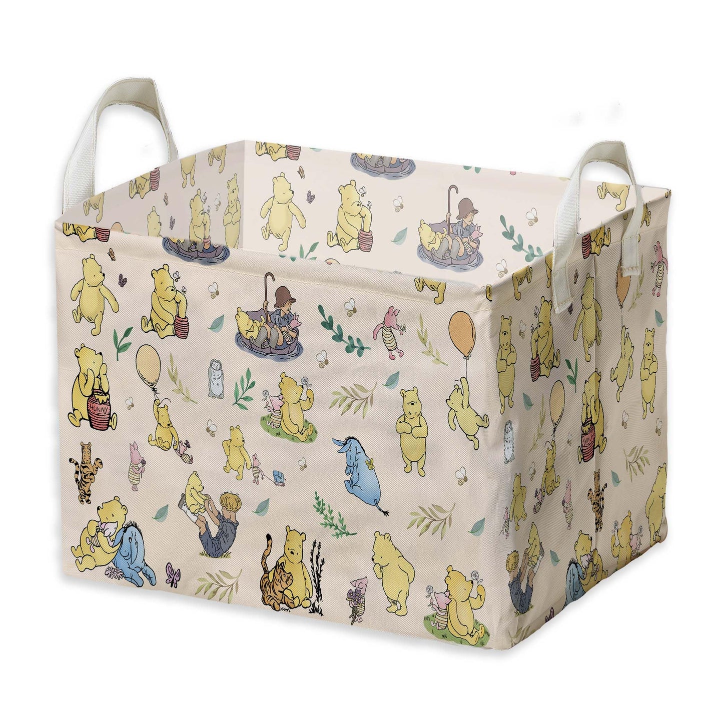 Winnie Nursery Decor, the Pooh Baby Stuff, Winnie Storage Nursery Basket, Large squarecanvas Laundry Hamper With A Waterproof PECoating, Foldable, Toys Bin, Baby Nursery HamperDecor, Classic