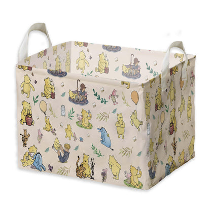 Winnie Nursery Decor, the Pooh Baby Stuff, Winnie Storage Nursery Basket, Large squarecanvas Laundry Hamper With A Waterproof PECoating, Foldable, Toys Bin, Baby Nursery HamperDecor, Classic