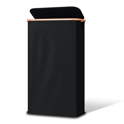 Vincona Slim Laundry Basket with Lid, Narrow Dirty Clothes Hampers for Laundry with Handle, Skinny Laundry Bin for Laundry Room, Dorm, Bedroom and Bathroom, 19.8 Gallon (75L) Black