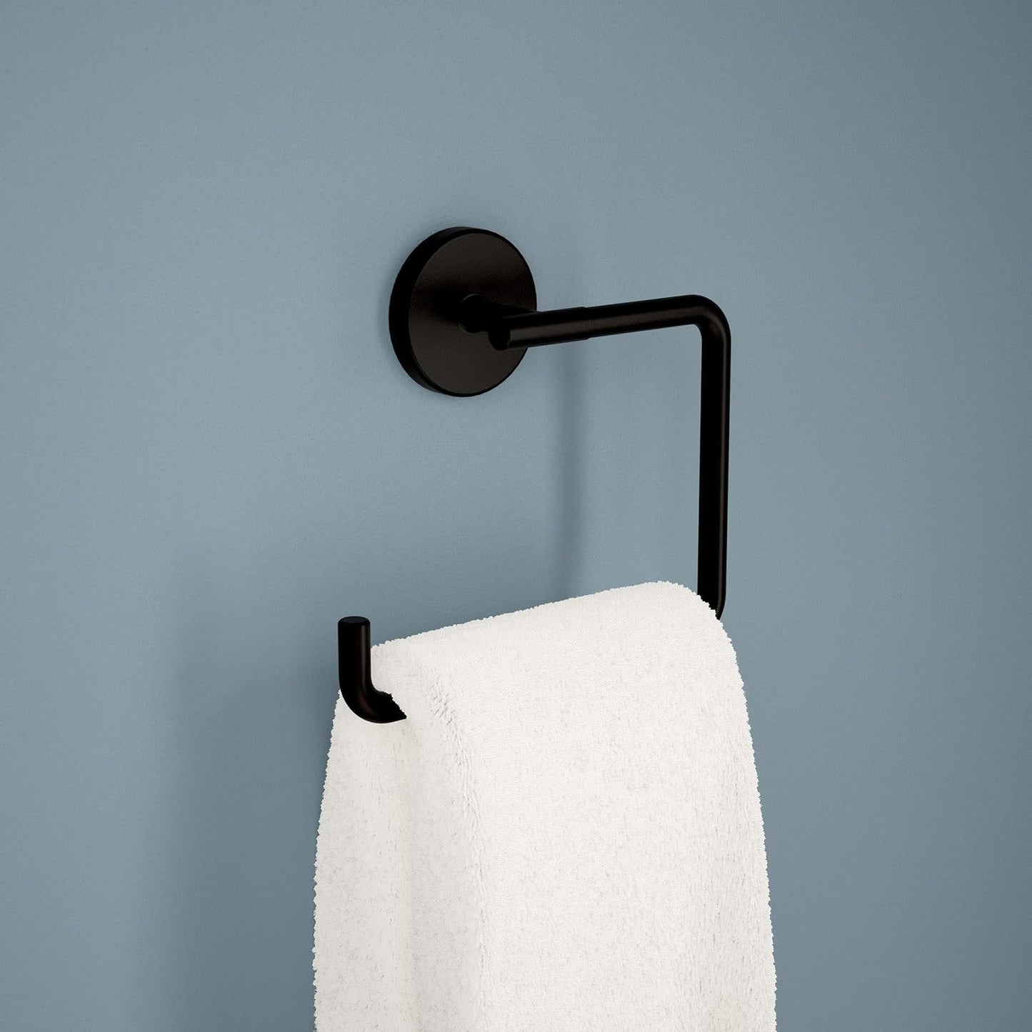 Delta Hand Towel Holder | Square Matte Black Ring for Hanging Towels in Kitchen, Bathroom | Trinsic Accessories