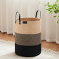 VIPOSCO 100L Tall Woven Rope Laundry Hamper, Leather Handles, White & Brown