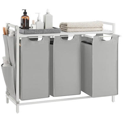 VASAGLE Laundry Hamper with Shelf, 2 Pull-Out Bags, 2 x 12.1 Gallons (46 L)
