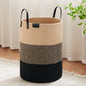 VIPOSCO 100L Tall Woven Rope Laundry Hamper, Leather Handles, White & Brown