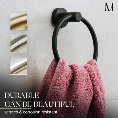 MARMOLUX ACC Matte Black Towel Ring - SUS304 Stainless Steel Wall Mounted Hand Towel Holder for Bathroom - Kitchen & Bathroom Towel Rack - Black Towel Hanger - Bathroom Towel Holder - Hand Towel Rack