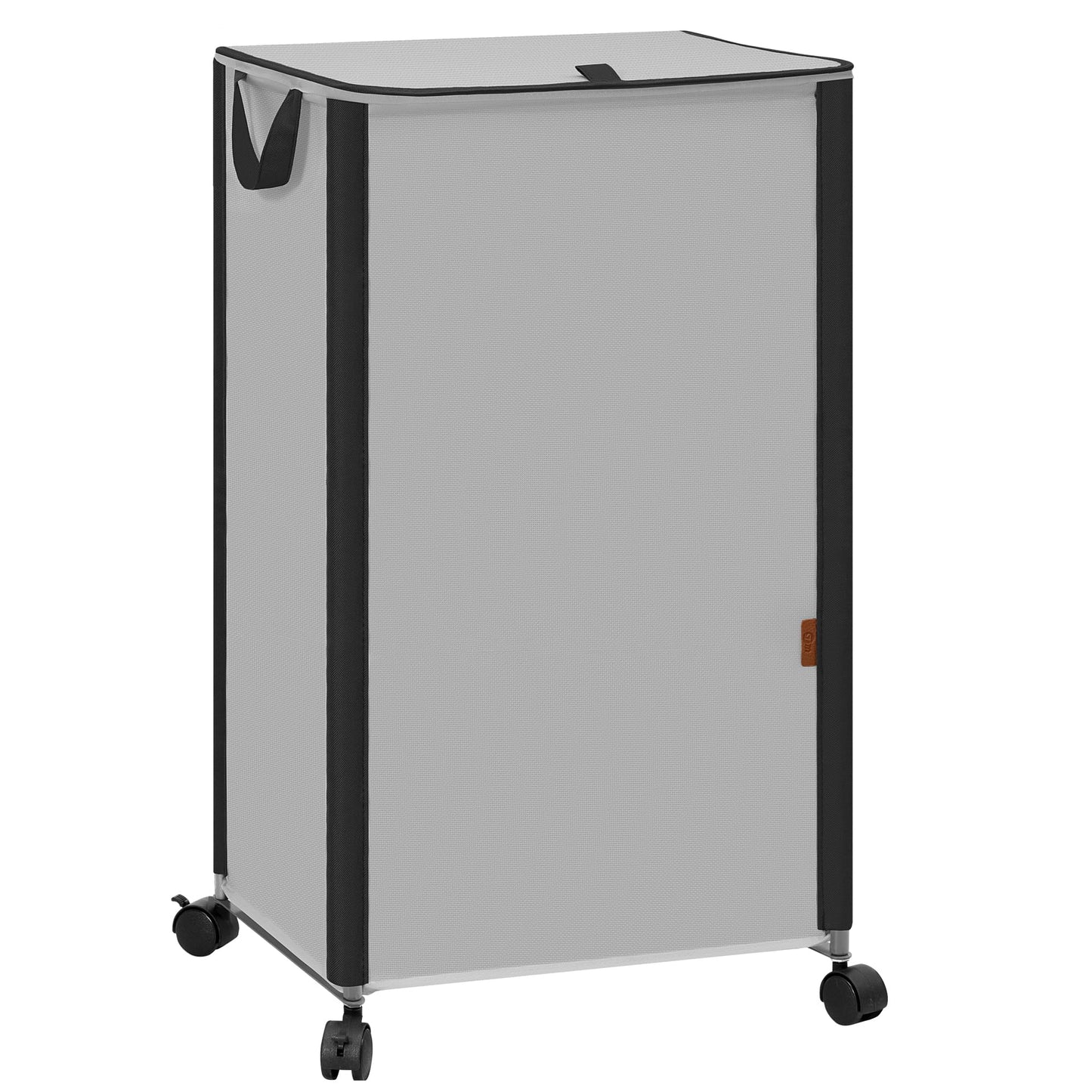 STORAGE MANIAC Rolling Laundry Hamper with Lid, 23.7 Gal (90 L) Large Tall Laundry Basket with Wheels & Handles, Aesthetic Dirty Clothes Hamper for Small Space, Dorm, Apartment, College, Black