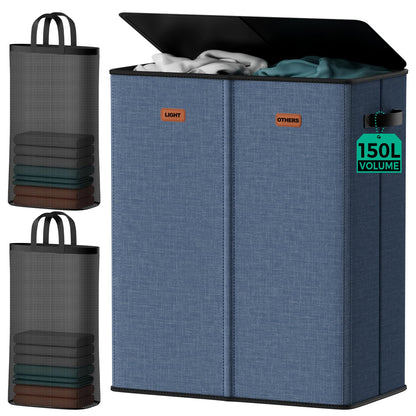 100L Large Capacity Laundry Hamper, Collapsible Laundry Basket Space-Saving, Clothes Hamper with Lid and Removable Bag for Bathroom Bedroom Laundry Room Dorm