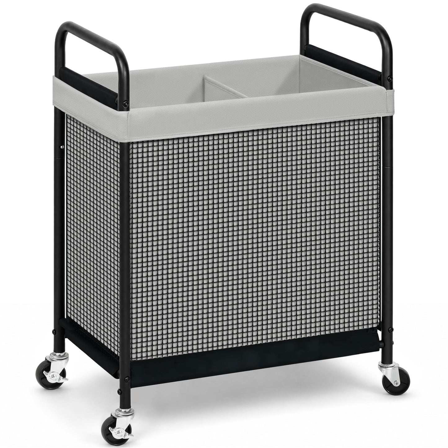 STORAGE MANIAC Rolling Laundry Hamper with Wheels 3-Section Laundry Sorter Rolling Laundrys Basket on Wheels with Removable Bag Clothes Hamper Laundrys Organizer Cart Bathroom Bedroom 120L Beige