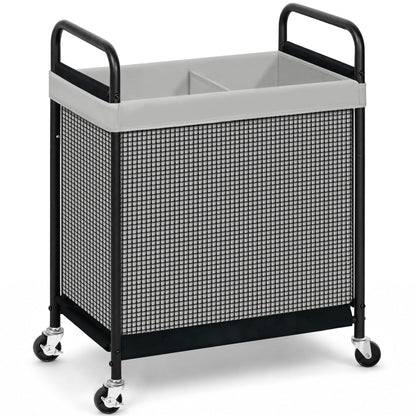 STORAGE MANIAC Rolling Laundry Hamper with Wheels 3-Section Laundry Sorter Rolling Laundrys Basket on Wheels with Removable Bag Clothes Hamper Laundrys Organizer Cart Bathroom Bedroom 120L Beige
