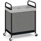 STORAGE MANIAC Rolling Laundry Hamper with Wheels 3-Section Laundry Sorter Rolling Laundrys Basket on Wheels with Removable Bag Clothes Hamper Laundrys Organizer Cart Bathroom Bedroom 120L Beige