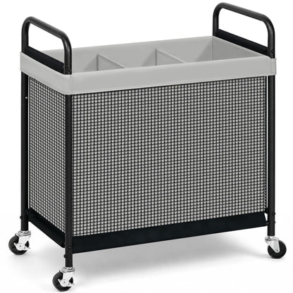 STORAGE MANIAC Rolling Laundry Hamper with Wheels 3-Section Laundry Sorter Rolling Laundrys Basket on Wheels with Removable Bag Clothes Hamper Laundrys Organizer Cart Bathroom Bedroom 120L Beige