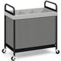 STORAGE MANIAC Rolling Laundry Hamper with Wheels 3-Section Laundry Sorter Rolling Laundrys Basket on Wheels with Removable Bag Clothes Hamper Laundrys Organizer Cart Bathroom Bedroom 120L Beige
