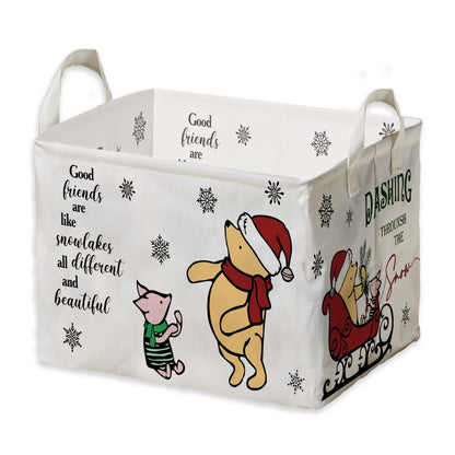 Winnie Nursery Decor, the Pooh Baby Stuff, Winnie Storage Nursery Basket, Large squarecanvas Laundry Hamper With A Waterproof PECoating, Foldable, Toys Bin, Baby Nursery HamperDecor, Classic