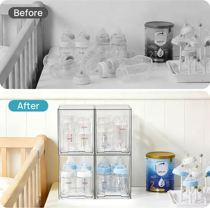 Vtopmart Clear Stackable Storage Drawers, 4 Pack Tall Plastic Organizers