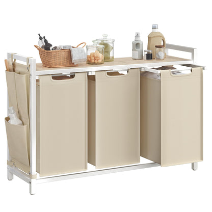 VASAGLE Laundry Hamper with Shelf, 2 Pull-Out Bags, 2 x 12.1 Gallons (46 L)