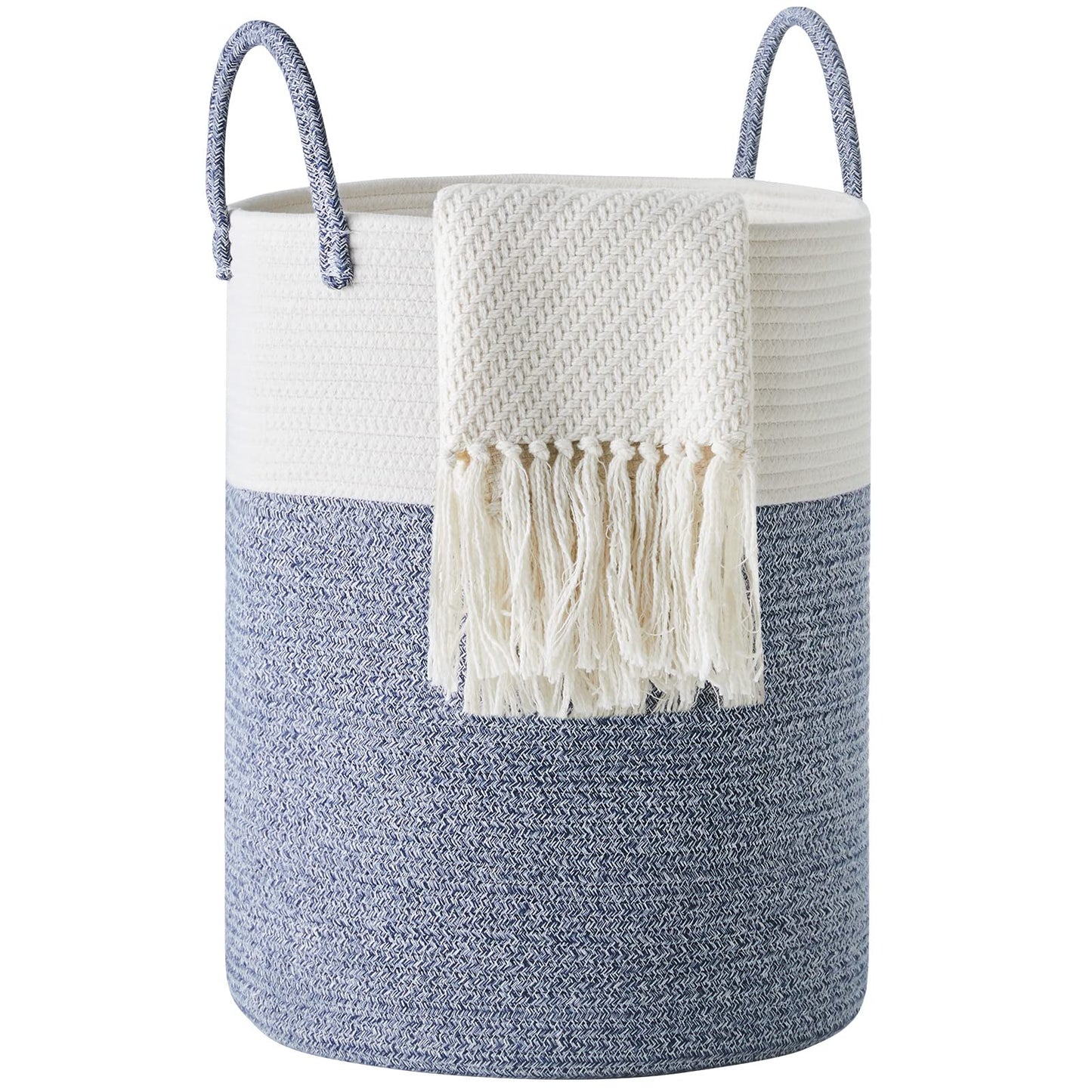 YOUDENOVA Cotton Laundry Hamper, 58L Tall Storage Basket-Brown