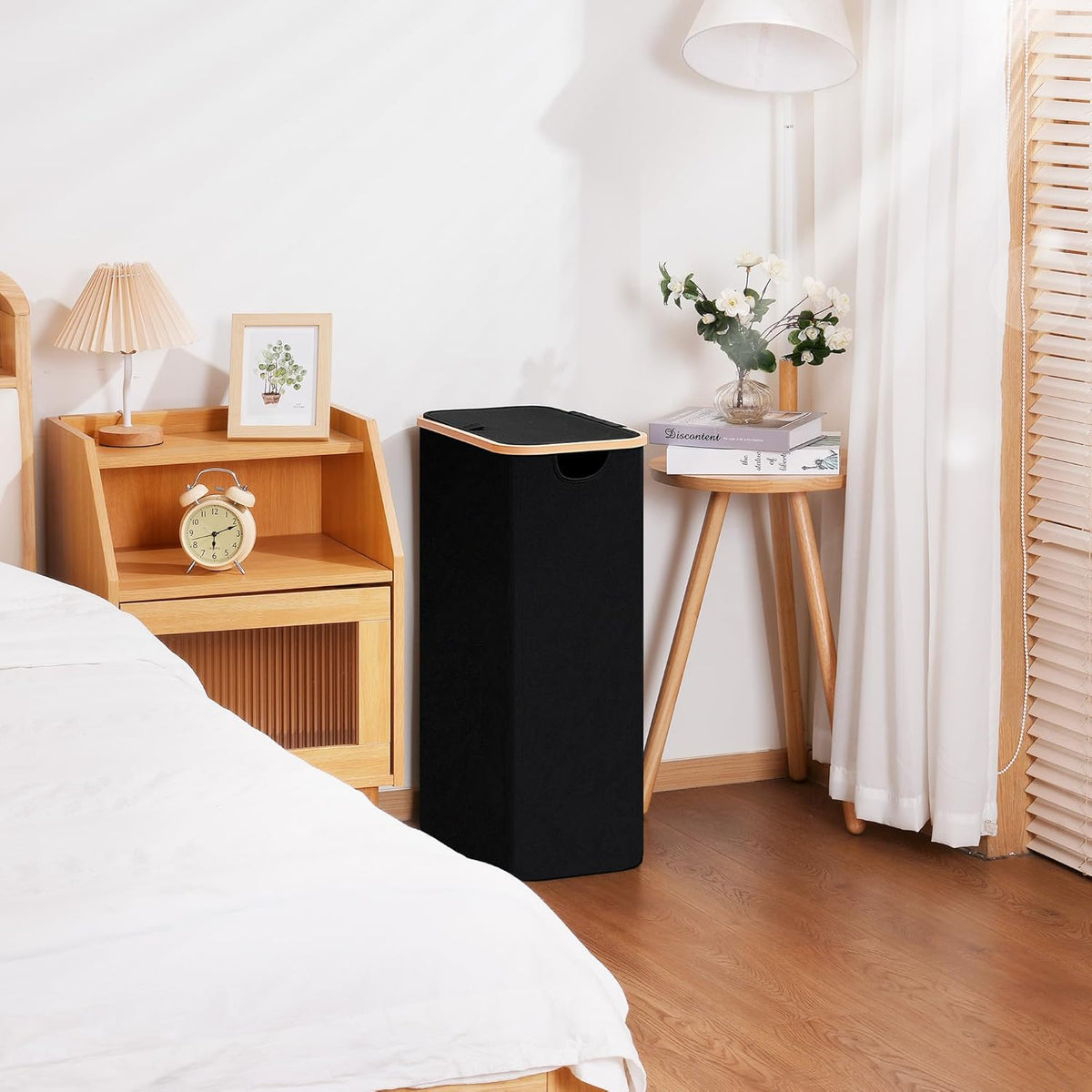 Vincona Slim Laundry Basket with Lid, Narrow Dirty Clothes Hampers for Laundry with Handle, Skinny Laundry Bin for Laundry Room, Dorm, Bedroom and Bathroom, 19.8 Gallon (75L) Black
