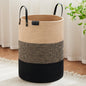 VIPOSCO 100L Tall Woven Rope Laundry Hamper, Leather Handles, White & Brown