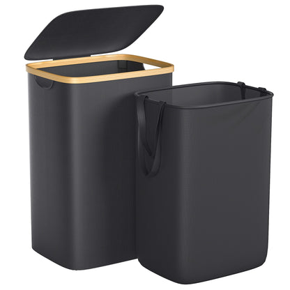 Foluck 100L Laundry Hamper with Lid Removable Bag and Bamboo Handles