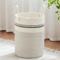 VIPOSCO 100L Tall Woven Rope Laundry Hamper, Leather Handles, White & Brown