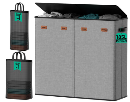 100L Large Capacity Laundry Hamper, Collapsible Laundry Basket Space-Saving, Clothes Hamper with Lid and Removable Bag for Bathroom Bedroom Laundry Room Dorm