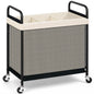 STORAGE MANIAC Rolling Laundry Hamper with Wheels 3-Section Laundry Sorter Rolling Laundrys Basket on Wheels with Removable Bag Clothes Hamper Laundrys Organizer Cart Bathroom Bedroom 120L Beige