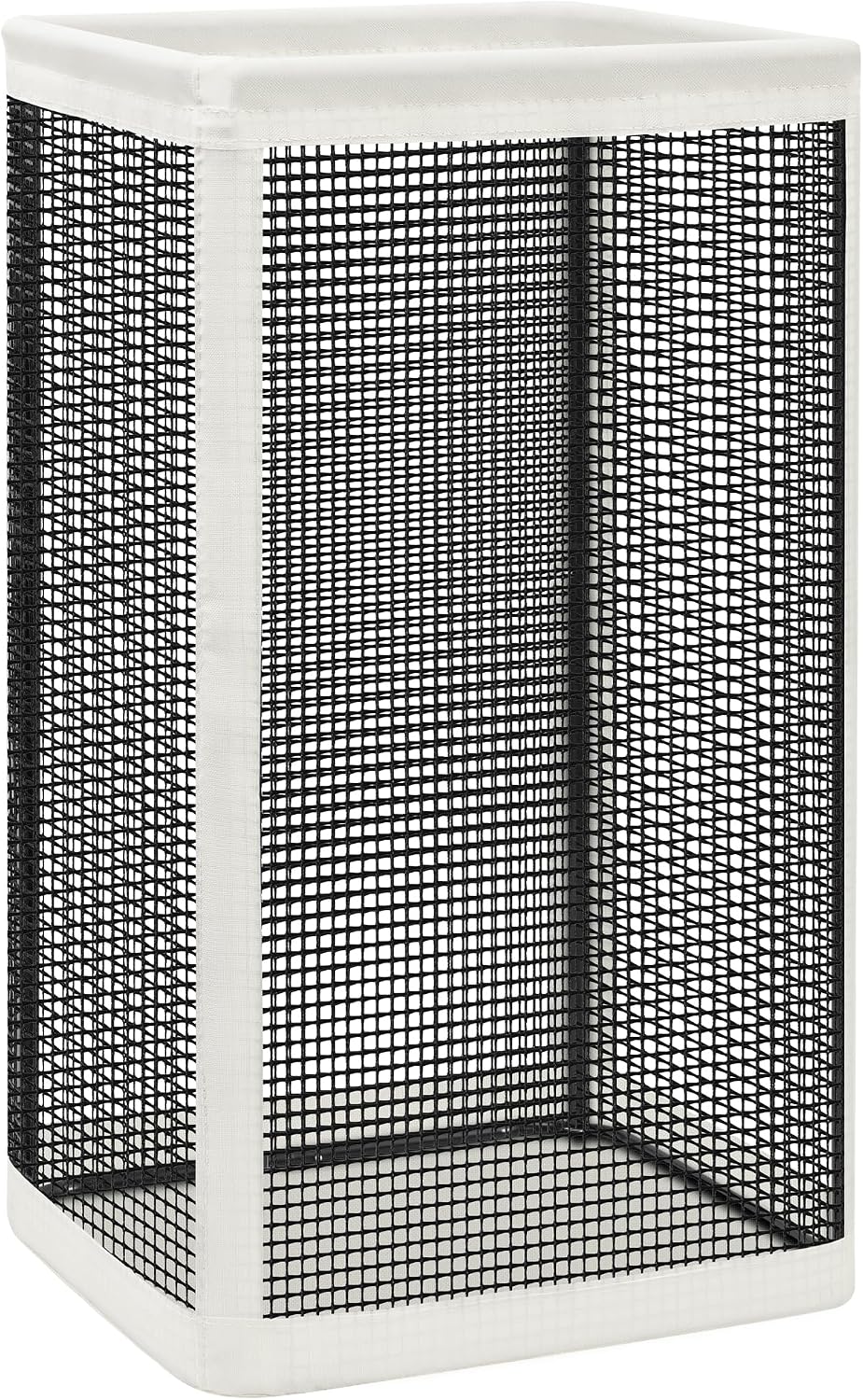 STORAGE MANIAC Mesh Laundry Hamper, 23.7 Gal. Tall Laundry Basket for Airflow, Strong Metal Dirty Clothes Hamper for College Dorm, Bedroom, Bathroom, Clothes Bin, White & Black