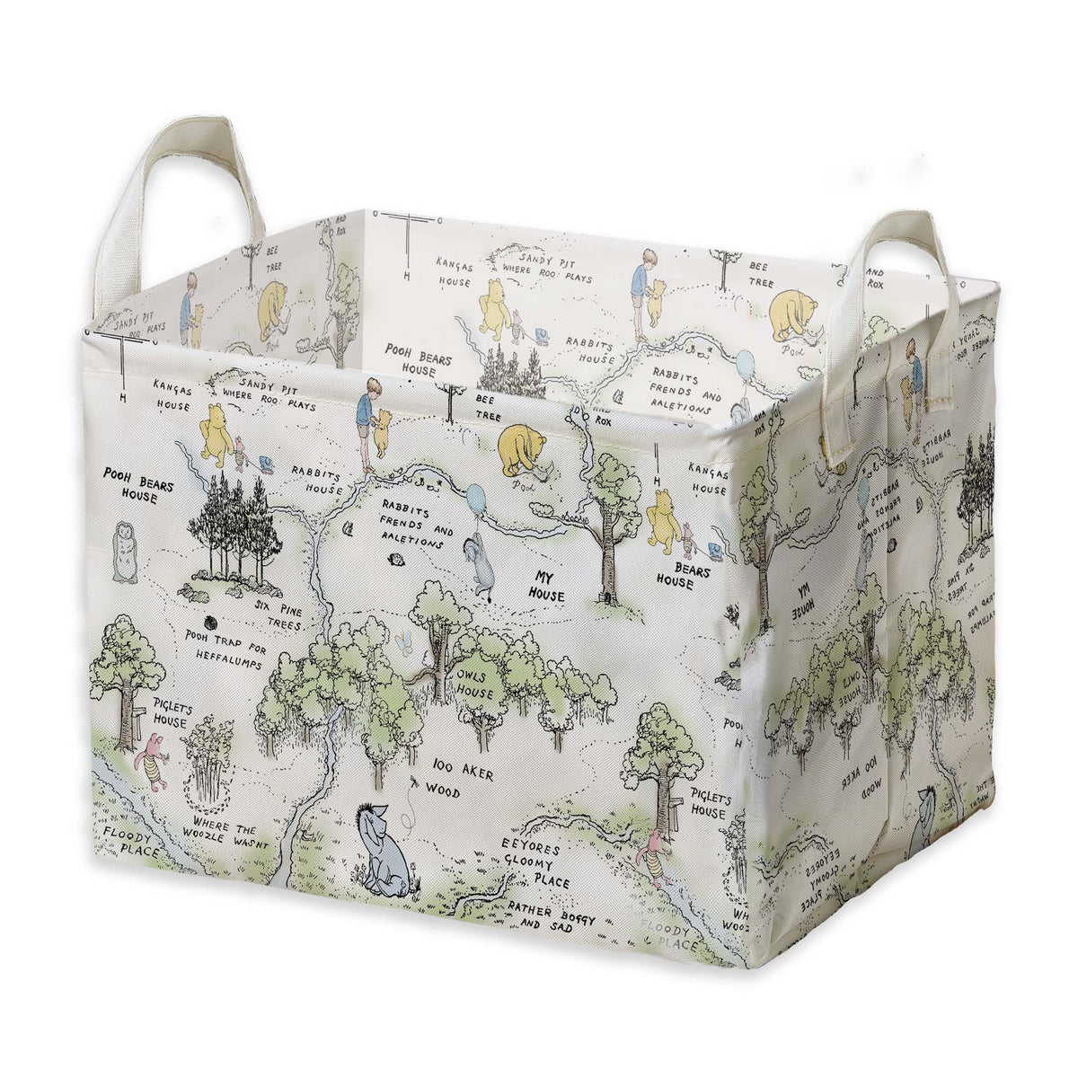 Winnie Nursery Decor, the Pooh Baby Stuff, Winnie Storage Nursery Basket, Large squarecanvas Laundry Hamper With A Waterproof PECoating, Foldable, Toys Bin, Baby Nursery HamperDecor, Classic
